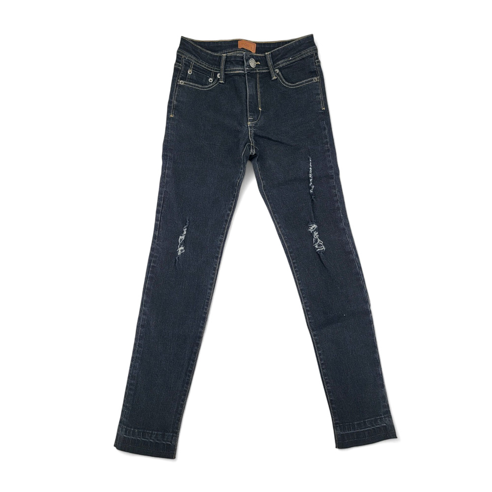 POL Womens S Skinny Jeans Black Distressed Cotton Stretch Low‎ Rise Denim NEW